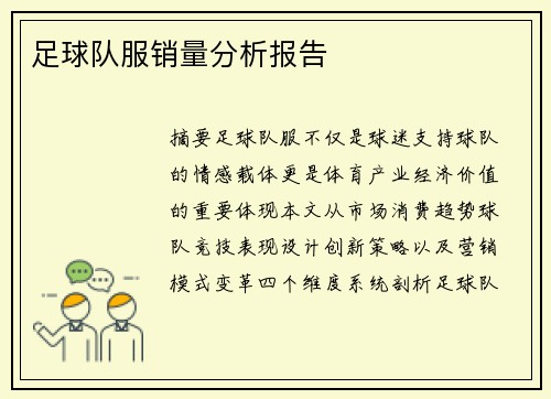 足球队服销量分析报告